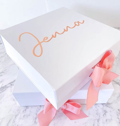 Premium Happy Birthday Gift Box | Rose Gold Vinyl | With Name on Top-bubbly box