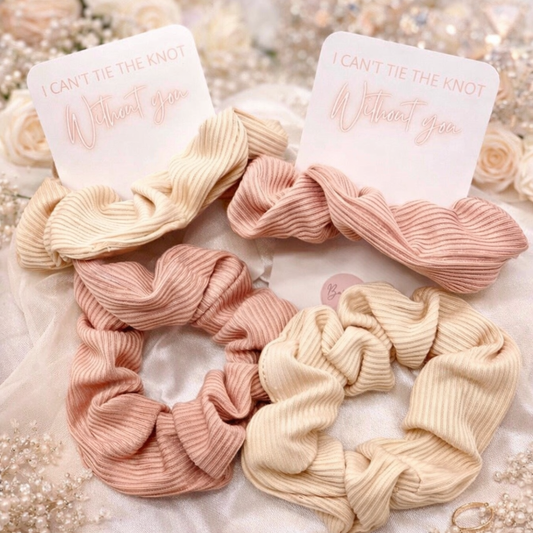 "I can’t tie the knot without you" Bridesmaid Scrunchies | Cream or Pink
