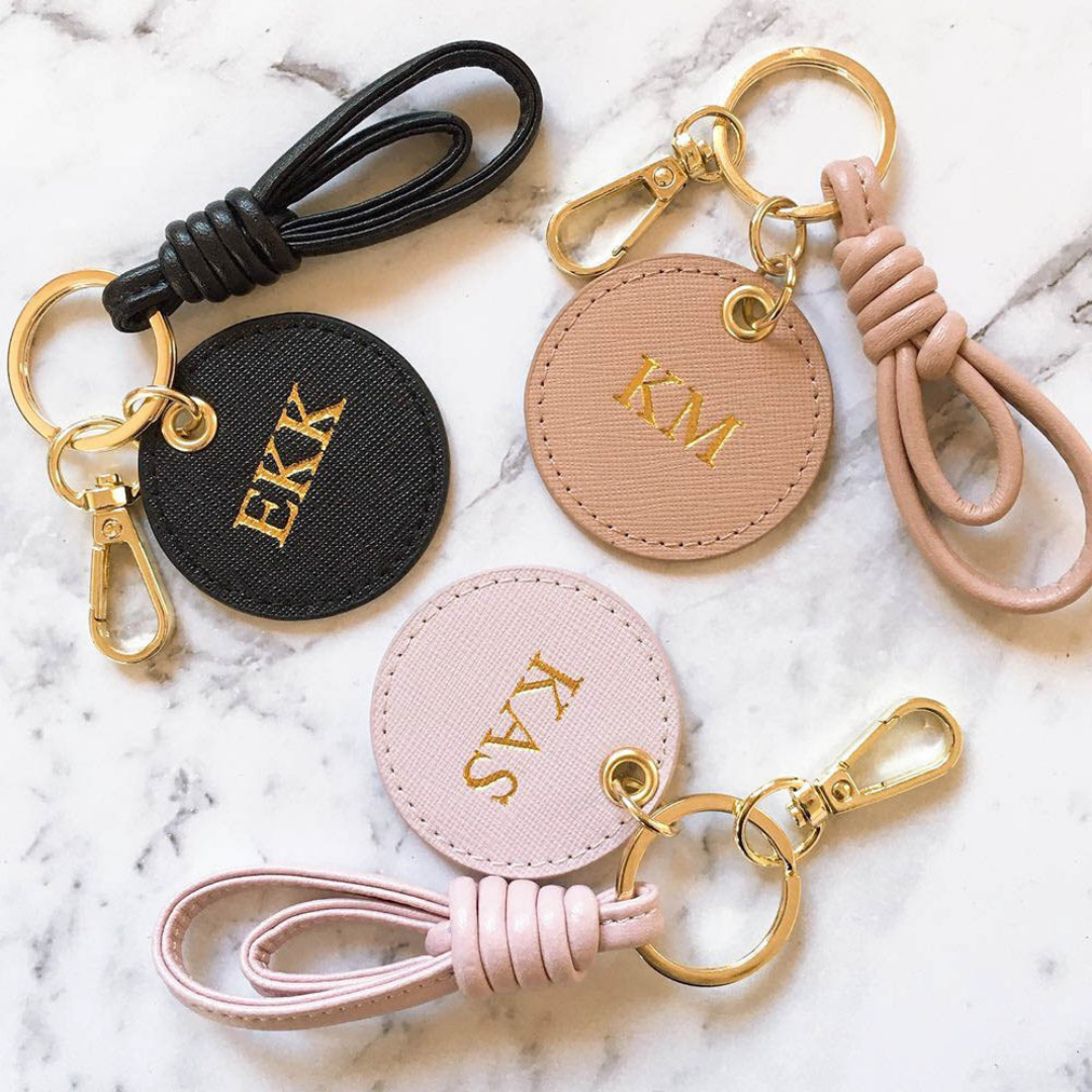 Personalized Leather Key Holder , Round Key Holder , Monogrammed Organizer  , Key Fob Gift for Him Her Mother's Day Gift - Etsy