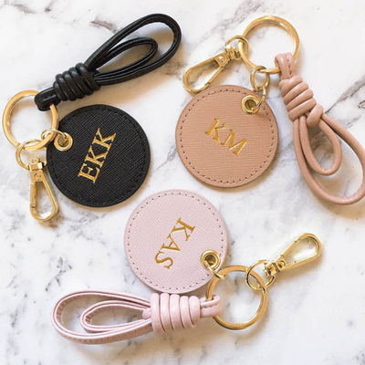 Personalised Monogram Keyring | Gold-bubbly box