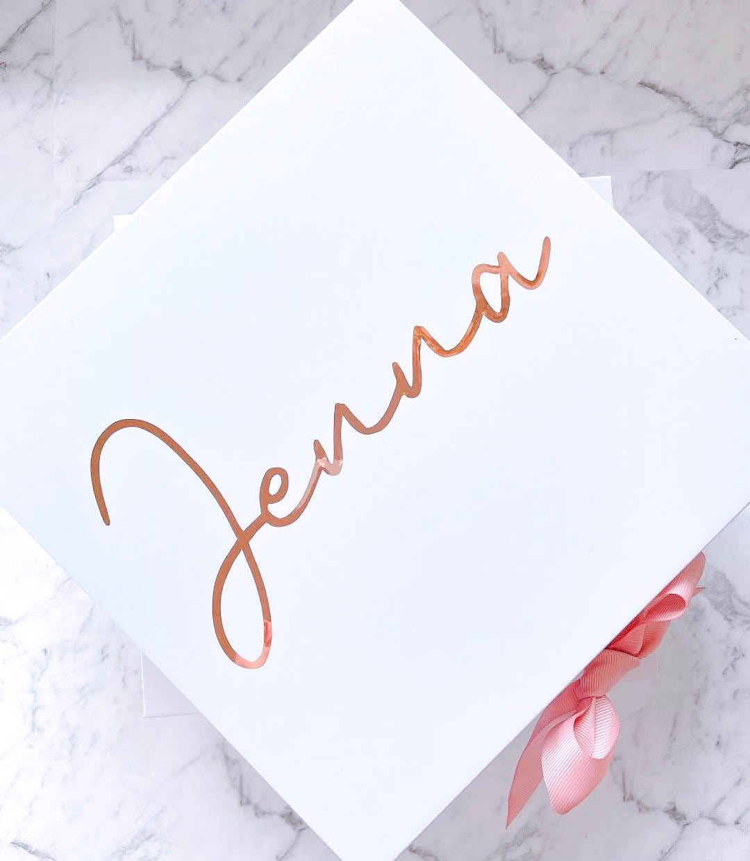 "Will you be my Bridesmaid?" Gift Box | Rose Gold with Pink Ribbon | With Name on Top - bubbly box