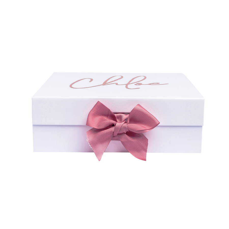 "Will you be my Godmother?" Gift Box | Rose Gold with Pink Ribbon | With Name on Top