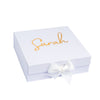 "Will you be my Bridesmaid?" Gift Box | Gold with White Ribbon | With Name on Top - bubbly box