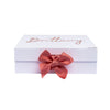 Premium White Gift Box with Name on Top | Rose Gold Writing with Pink Ribbon-bubbly box