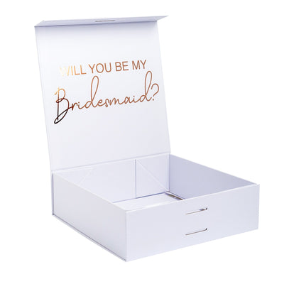 "Will you be my Bridesmaid?" Gift Box | Rose Gold with Pink Ribbon | With Name on Top - bubbly box