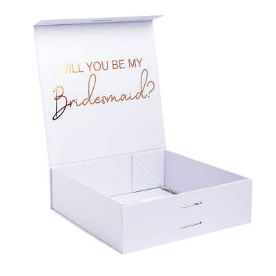 "Will you be my Bridesmaid?" Gift Box | Rose Gold with Pink Ribbon | No Name - bubbly box