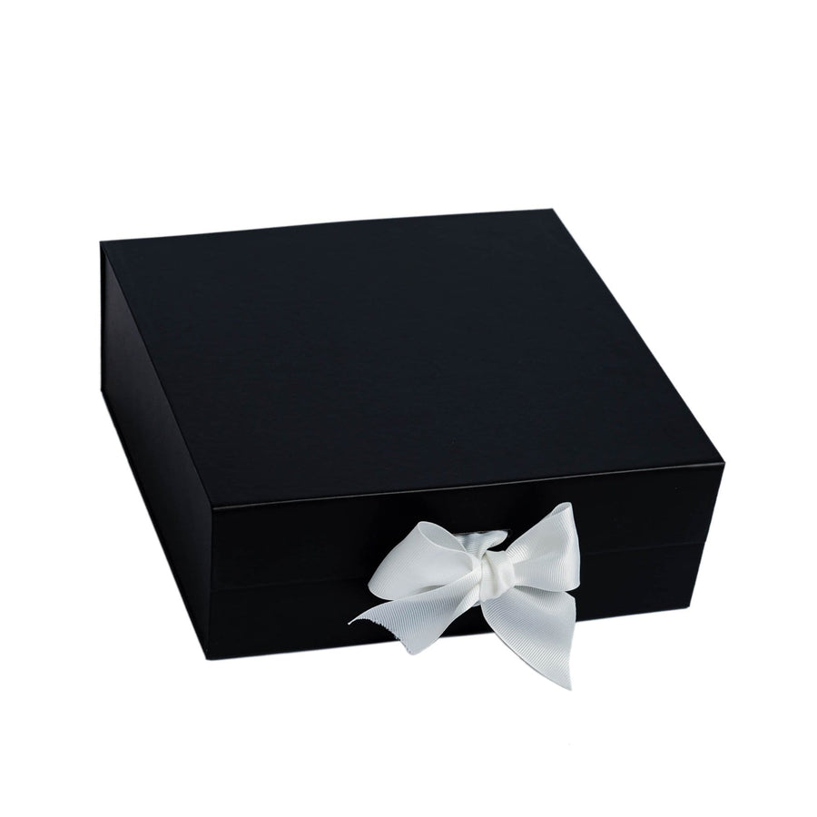 "Will you be my Groomsman?" Black Gift Box | White Vinyl with White Ribbon - bubbly box