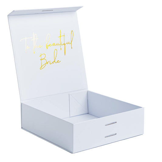 "To the Beautiful Bride" Gift Box | Gold with White Ribbon | No Name