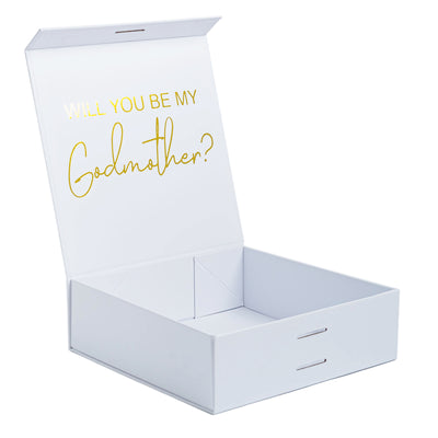 "Will you be my Godmother?" Gift Box | Gold with White Ribbon | No Name