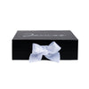 "Will you be my Groomsman?" Black Gift Box with Name on Top | White Vinyl with White Ribbon - bubbly box