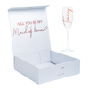"Will you be my Maid of Honour?" Gift Box with Champagne Flute | Rose Gold with Pink Ribbon | No Name on Box