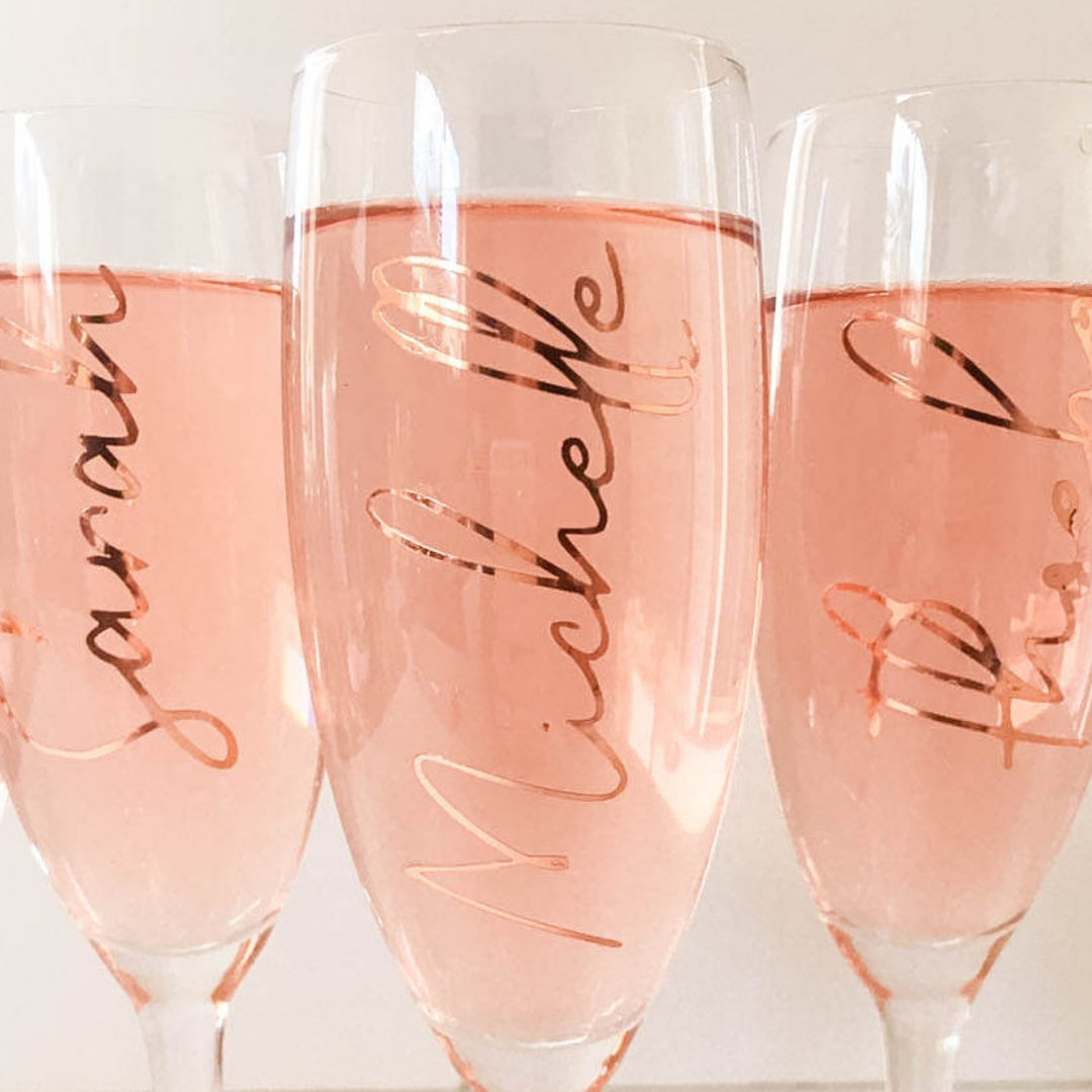 Personalised Champagne Flute Glass | Name and Role-bubbly box