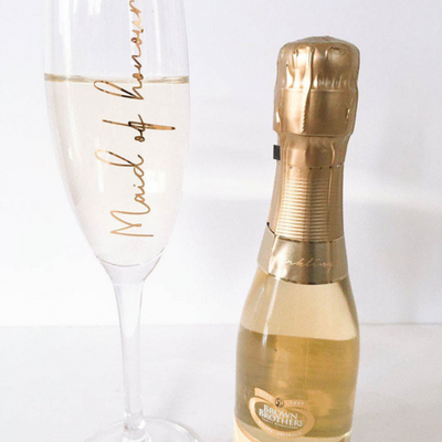 Personalised Champagne Flute Glass | Name and Role-bubbly box