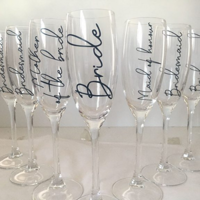 Personalised Champagne Flute Glass | Name and Role-bubbly box