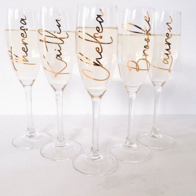 Personalised Champagne Flute Glass | Name and Role-bubbly box