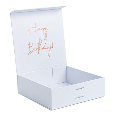 Premium Happy Birthday Gift Box | Rose Gold Vinyl | With Name on Top-bubbly box