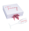 "Will you be my Maid of Honour?" Gift Box with Champagne Flute | Rose Gold with Pink Ribbon | With Name on Top