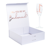 "Will you be my Bridesmaid?" Gift Box with Champagne Flute | Rose Gold with Pink Ribbon | With Name On Top