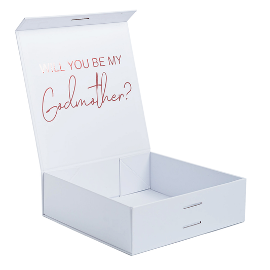 "Will you be my Godmother?" Gift Box | Rose Gold with Pink Ribbon | No Name