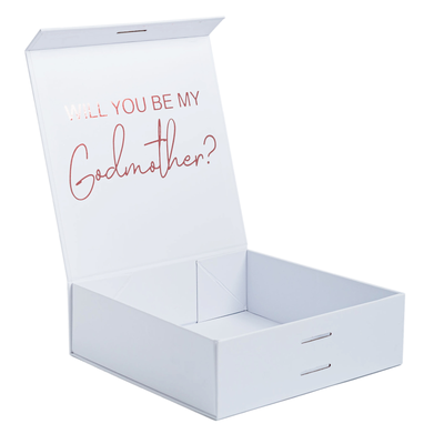 "Will you be my Godmother?" Gift Box | Rose Gold with Pink Ribbon | With Name on Top